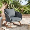 Outdoor Patio Wicker Rocking Chair,Modern Upholstered Lounge Chair with Wood Frame,Accent Rocking Chair for Balcony or Living Room-Coolbibila - 2 of 4