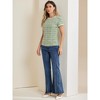 Allegra K Women's Round Neck Pearl Trim Short Sleeve Tweed Blouse - 4 of 4
