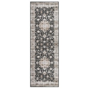 Washable Indoor Vintage Floral Print Living Room Bedroom Area Rugs, Low Pile Non Slip Floor Carpet for Dining Room Home - 1 of 4