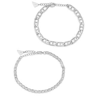 SHINE by Sterling Forever Anchor Chain Bracelet Set of 2
