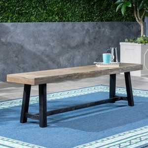 GDFStudio Foster Outdoor 63" Acacia Wood Bench - 1 of 4