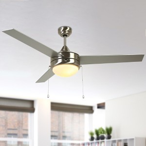 LNC 52“ Modern Indoor Outdoor Celing Fan 3 Blade,Brushed Nickel Blades with Opal Glass Shade - 1 of 4