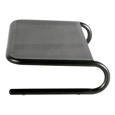 Pearl Black Steel Ergonomic Monitor Stand with Storage