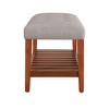 GDFStudio Isaac Button Tufted Fabric Upholstered Wood 40“ Bench with Shelf - 4 of 4