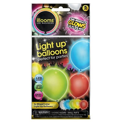 5ct illooms LED Light Up Mixed Solid Balloon