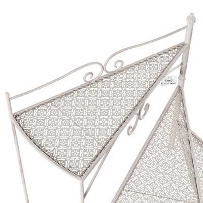 Antique White 3-Tier Wrought Iron Plant Stand