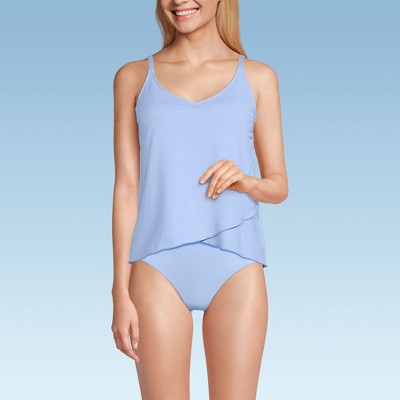 Lands' End Lands' End Women's Plus Size DD-Cup Chlorine Resistant V-Neck Tulip Hem Tankini Swimsuit Top