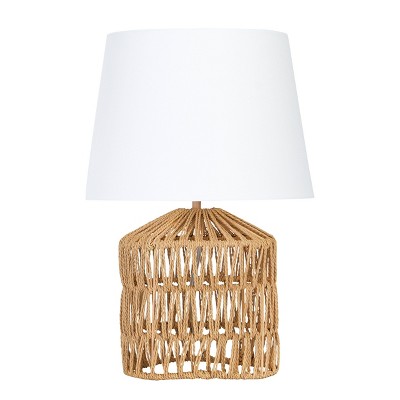 Drum Shaped Rope Table Lamp with Empire Shade Brown - 3R Studios