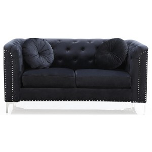 TiramisuBest Sleek Black Contemporary Loveseat, Modern Upholstered Sofa for Living Room or Bedroom - 1 of 4