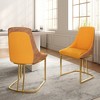 CLIHOME Set of 2 Modern High Back Dining Chair with Metal Legs in Orange - 3 of 4