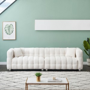 VASIP Spacious 102-Inch Beige Teddy Fleece Sofa for Living Room, Bedroom, or Apartment - Comes with Two Comfy Throw Pillows & Supported - 1 of 4