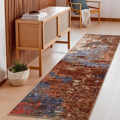 homfan Non-Slip Abstract Runner Rugs, Ultra-Soft Low Pile Floor Cover, Stain Resistant Contemporary Indoor Floor Carpet for Hallway, Bedroom