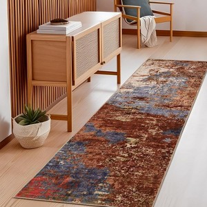 homfan Non-Slip Abstract Runner Rugs, Ultra-Soft Low Pile Floor Cover, Stain Resistant Contemporary Indoor Floor Carpet for Hallway, Bedroom - 1 of 4