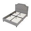 Okak Velvet Platform Bed Frame with Upholstered with Ruched Button Tufted Headboard Wood Slats No Box Spring Needed Easy Assembly - 4 of 4