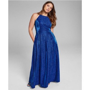 City Studio Womens Glitter Evening Gown Dress, Blue, 14W - 1 of 1