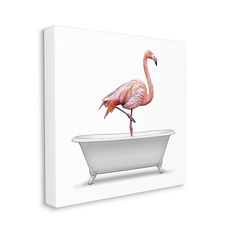 Stupell Industries Flamingo Antique Bathroom Tub Gallery Wrapped Canvas Wall Art, 4 of 5