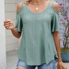 Womens Cold Shoulder Top Basic T Shirts 3/4 Sleeve Casual Blouse Tshirts - 3 of 4