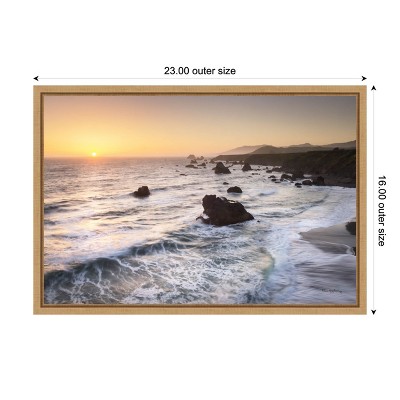 Sonoma Coast Sunset Lithograph on Canvas with Maple Frame