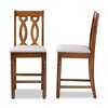 2pc Darcie Wood Counter Height Barstool Set Gray/Brown - Baxton Studio: Upholstered, Oak Frame, Fixed Height - 3 of 4