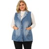 Agnes Orinda Women's Plus Size Sleeveless Buttons Notched Collar with Pockets Demin Vests - 4 of 4