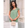 Women's Lace Top Pleated Short Sleeve Flowy Blouse Summer Loose Business Casual Dressy Shirts - 2 of 4