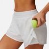 Anna-Kaci Active Women's High Waist Double Layered Running Shorts with Elastic Waistband and Curved Hem - 3 of 4