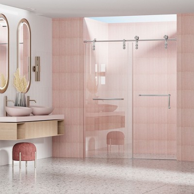 NicBex Shower Door Frameless Single Sliding Shower Doors, 5/16" (8mm) Thick Tempered Glass with Explosion-proof Film for Bathroom