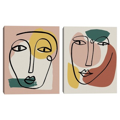 (Set of 2) 22" x 28" Newstalgia Face 1 and 2 by Canvas Art Prints - Masterpiece Art Gallery