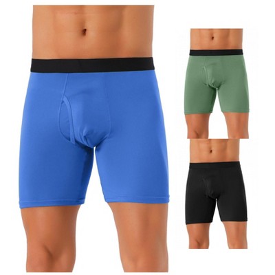 INSPIRE CHIC Men's 3 Pack Solid Color Soft Stretch Open-fly Basic Boxer Briefs