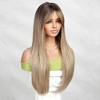 Jessie's Wig Long Straight Brown Synthetic Hair With Blonde Roots Heat Resistant Synthetic Hair Wigs For Women 26 Inch - 3 of 4
