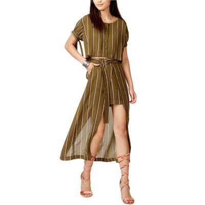 J.O.A. Womens Striped Button Down Blouse