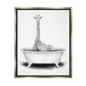 Stupell Industries Giraffe In A Tub Funny Animal Bathroom Drawing - 1 of 4