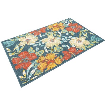 Colorful Floral Synthetic Outdoor Rectangular Area Rug