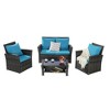 4-Piece Outdoor Patio Rattan Conversation Sofa Set with Tempered Glass Coffee Table - 2 of 4