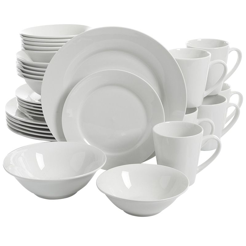 Gibson Home Noble Court 30 Piece Ceramic Dinnerware Set in White, 1 of 7