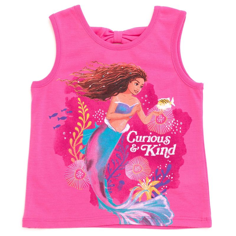 Disney Princess Ariel Girls Tank Top and Active Retro Dolphin Shorts Toddler to Big Kid, 3 of 8