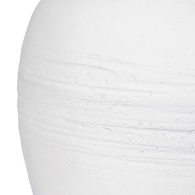 Artisan White Concrete Table Lamp with Beige Fabric Shade