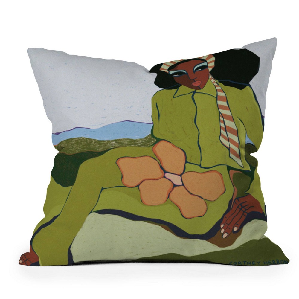 Photos - Pillow Deny Designs 20"x20" Cortney Herron Bloom Green Square Indoor Throw  20"x20"