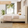 Full/Queen/King Size Bed Frame, Upholstered Platform Velvet Bed Frame with Vertical Channel Tufted Wingback Headboard - 3 of 4