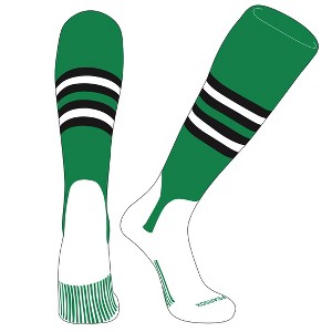 PEAR SOX OTC Baseball Softball Stirrup Socks (F, 5in) Kelly Green, Black, White (M) - 1 of 3