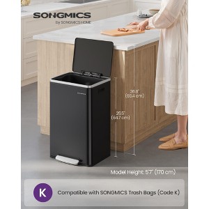 13 Gallon Stainless Steel Trash Can with Soft-Close Lid - Includes 15 Bags, Foot Pedal, Removable Bucket - 1 of 4