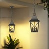 Syemin Outdoor Wall Light, Pole Lantern Lighting Fixture with Pier Mount Base Hard Wired, Black, 7.75"*7.75"*19.80" - 4 of 4