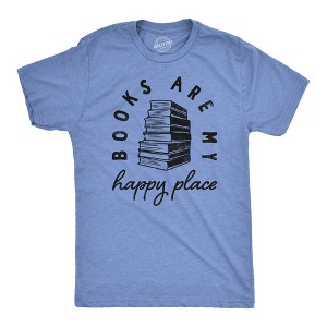 Mens Books Are My Happy Place T Shirt Funny Book Worm Reading Lovers Tee For Guys - Crazy Dog Men's T Shirt - 1 of 4