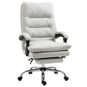 Microfibre Executive Massage Office Chair, Computer Desk Chair, Heated Reclining Chair with Footrest, Double-tier Padding, Swivel Wheels - 1 of 4