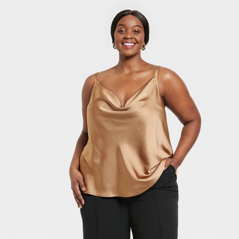 Women's Plus Size Satin Tank Top - Ava u0026 Viv™ Brown 4x : Target