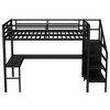 ALEXOUN Metal Loft Bed with L Shaped Desk and Wardrobe, Heavy Duty Loft Bed Frame with Storage Stairs,Space Saving Loft Bed, Black - 4 of 4