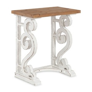 Kate and Laurel Wyldwood Rectangle Wood Side Table, 24x14x27.5, Rustic Brown and White - 1 of 4