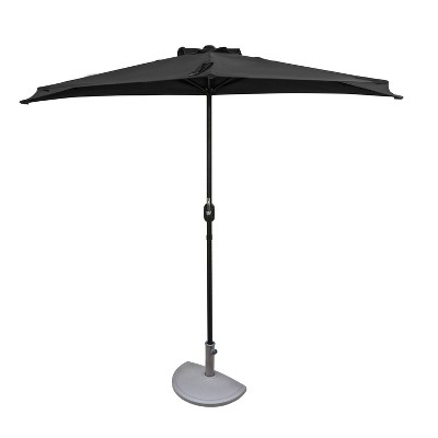 9' x 4.5' Lanai Half Patio Umbrella Slate Gray - Island Umbrella