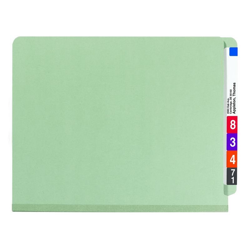 Smead End Tab Pressboard Classification File Folder with SafeSHIELD  Fasteners, 1 Divider, Gray/Green, 10 per box (26800), 5 of 12