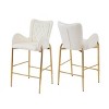 28.75" Counter Height Bar Stools Set of 2 Bar Height Arm Chairs, Velvet Bar Stools with Golden Legs and Footrests for Kitchen Island-Tanpinhause - 2 of 4